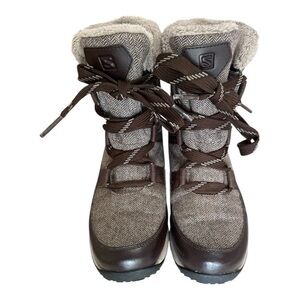 SALOMON | Women's Heika CS Waterproof Snow Boots Ortholite Brown Size 6